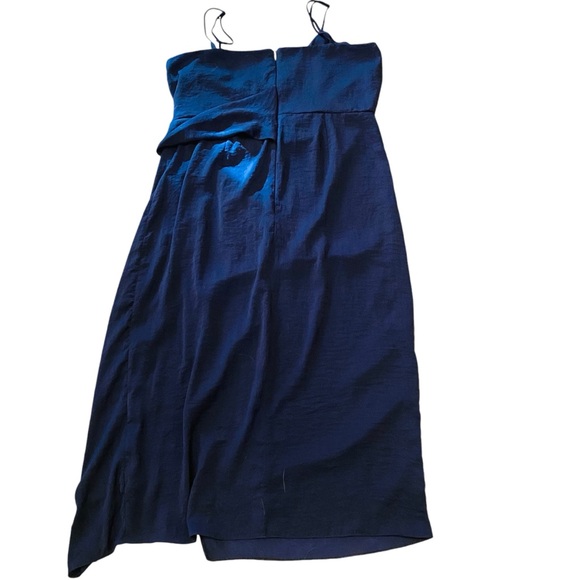 ASOS Navy Blue Satin Midi Dress - Picture 2 of 5